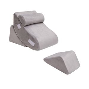 Costway 4pcs Bed Wedge Pillow Set Memory Foam Wedge Pillow Adjustable Pillow Set Grey