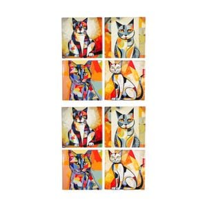 2x 4pc Lvd Decorative Picatsso 2 Ceramic Square Drink Coasters Decor 10x10cm