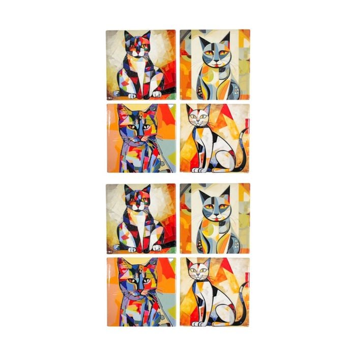 2x 4pc Lvd Decorative Picatsso 2 Ceramic Square Drink Coasters Decor 10x10cm