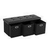 Artiss Storage Ottoman with 3 Cube Drawers Foot Stool Rest Foldable Black