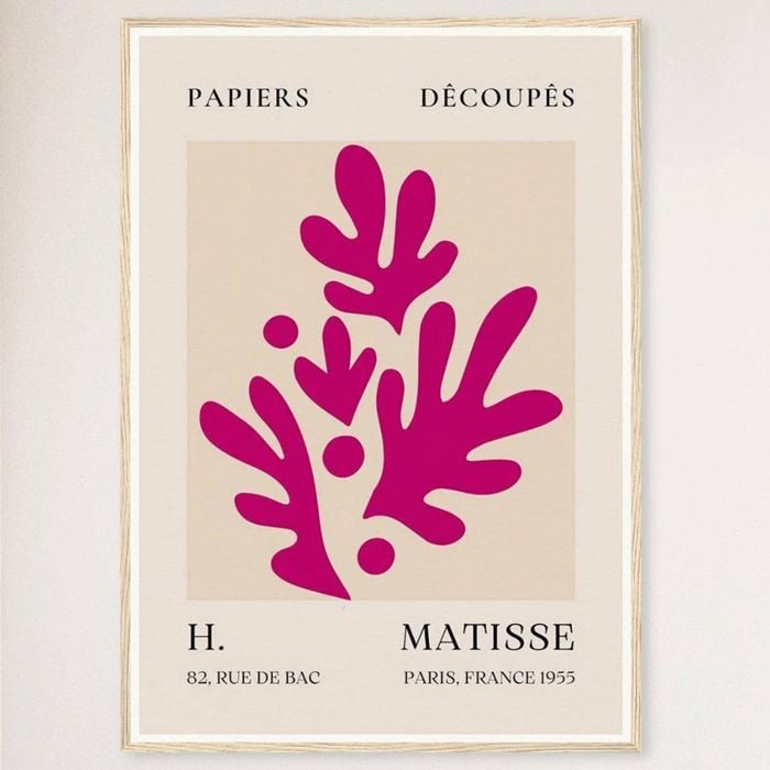 Galrie Henri Matisse Pink Foliage II Art Print 1955 Exquisite Art for Your Home, Wood Frame, A4 21 x 30cm (8 x 12inch)