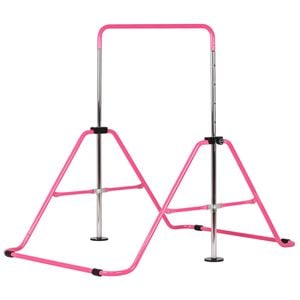 Advwin Foldable Kids Gymnastics Bar w/5 Adjustable Height for Girls & Boys Home Training, Pink