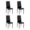 Oikiture 4pcs Dining Chairs High-back Kitchen Chair Faux Leather Square Pattern
