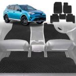 6D Diamond Car Floor Mats for Toyota RAV4 2012-2019-Full Set-Black-Outback GT