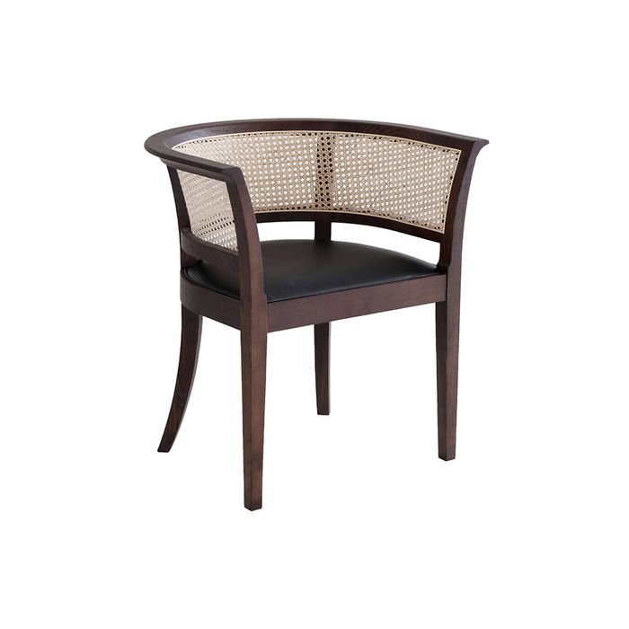 benssur VALE Solid Ash Rattan Dining Armchair Dark Brown