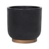 220 x 250mm Large Black Round Linear Ceramic Pot