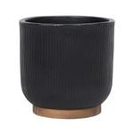 220 x 250mm Large Black Round Linear Ceramic Pot