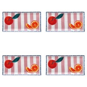4PK Porto Valentina Porcelain Rectangle Serving Platter 29.5cm Tangerine