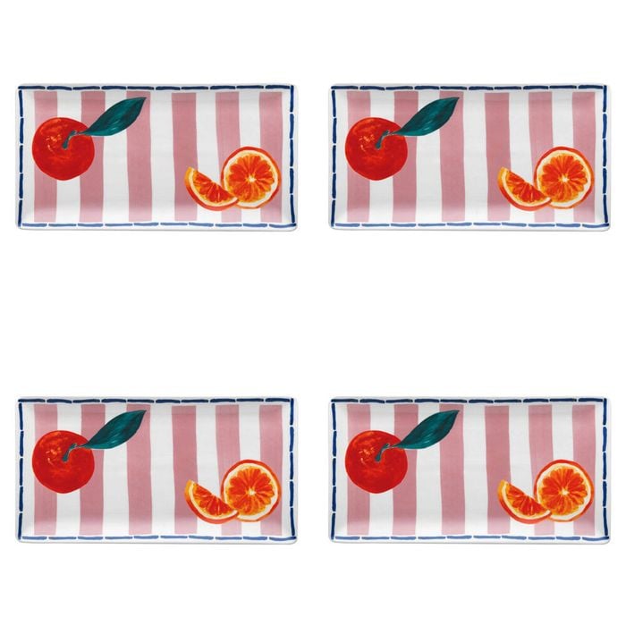 4PK Porto Valentina Porcelain Rectangle Serving Platter 29.5cm Tangerine