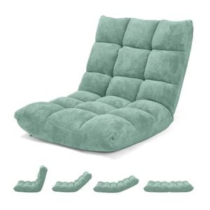 Costway Floor Chair Lazy Sofa Velvet Chaise Lounge Recliner Green