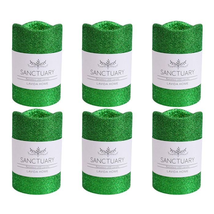 6PK LVD Flameless Candle Medium Green Decorative Home/Lounge Decor
