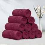 LINENOVA 10 Pack Cotton Face Towels-Burgundy