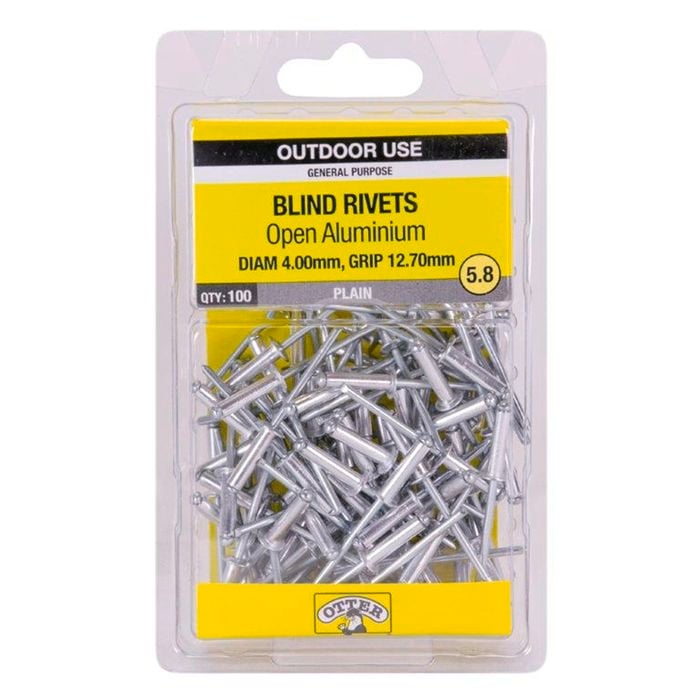 Otter 4.0 x 12.7mm Open Aluminium Blind Rivets - 100 Pack