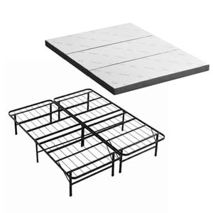 Giselle Folding Bed with Mattress Queen Portable Foldable Guest Bed Bamboo Cover