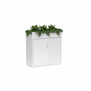 Olg Tempo Tambour Cabinet Wide With Planter White W1200mm X D450mm X H1220mm