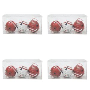 4x 3pc Urban Painted Decorative Bells Gift Box Set 17cm Red/Green