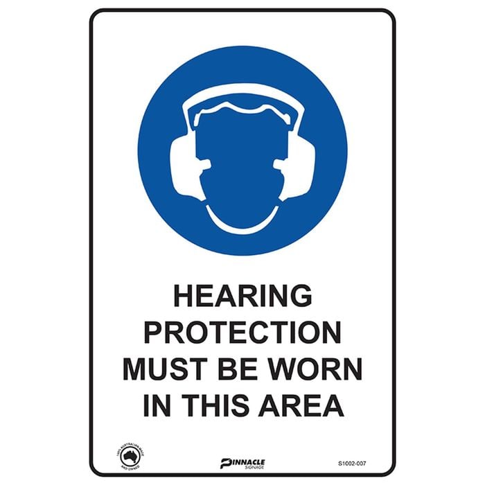 Pinnacle 300 x 200mm Metal Hearing Protection Must Be Worn In This Area Sign