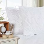 Fabric Fantastic Diamond Pintuck Premium Ultra Soft European Pillowcases 2-Pack - White