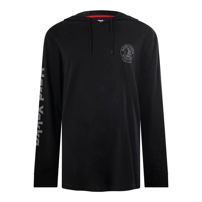 Hard Yakka Black Lightweight Icon Hooded Tee – Size L