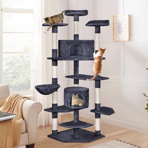BEASTIE Cat Tree Scratching Post Grey 203cm