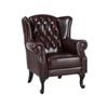 Max Chesterfield Winged Armchair Single Seater Sofa Genuine Leather Antique Red