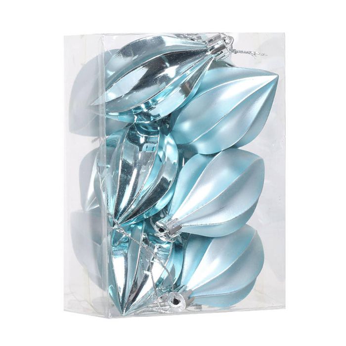 Catzon 12 Pcs Finial Drop Christmas Ornaments Shatterproof Baubles with String for Holiday-Lake Blue