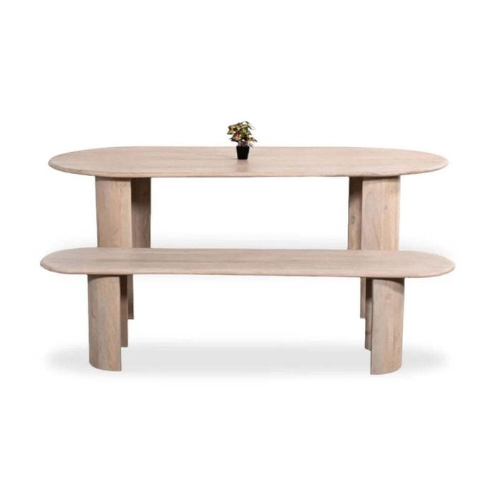 Beaumont Indoor Wooden Dining Table With Bench Seats Setting