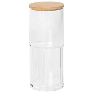 Harbour Housewares Reusable Plastic Stacking Bathroom Canister with Bamboo Lid