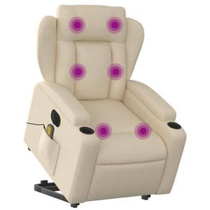vidaXL Electric Stand up Massage Recliner Chair Office Armchair Cream Fabric