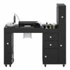 Ufurniture Manicure Table Acetone Resistant with Dust Collector Clear Showcase LED Light Rolling Wheels Black