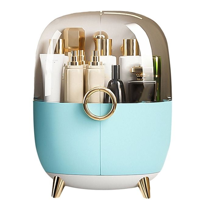 SOGA Blue Transparent Countertop Makeup Organiser Cosmetic Storage