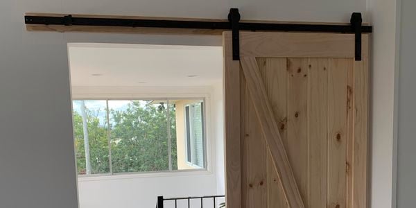 Timber sliding barn door.