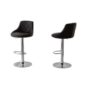Hacienda 2 Diamond Style Padded PU Leather Barstools (black) W/ Adjustable Height