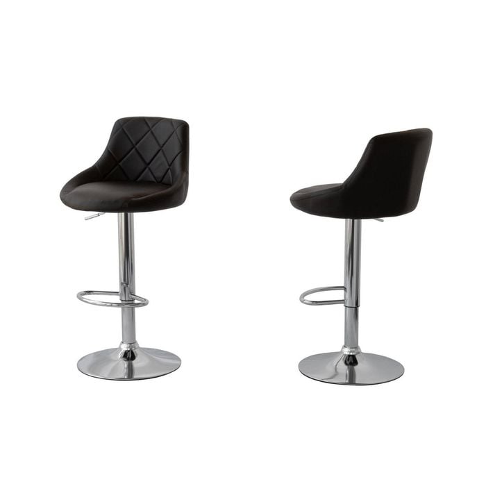 Hacienda 2 Diamond Style Padded PU Leather Barstools (black) W/ Adjustable Height