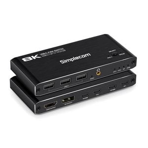 Simplecom Km470 2-port Usb-c Kvm Switch 8k Docking Station Hdmi 2.1 Dp For Laptop Tablet