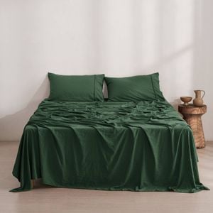 Dreamaker Superfine Washed Microfibre Sheet Set Hunter Green King Single Bed