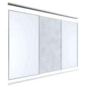 Lugna 2400 x 2701-3600mm Clear Anodised 1 Mirror 2 Melamine Wardrobe Triple Sliding Doors