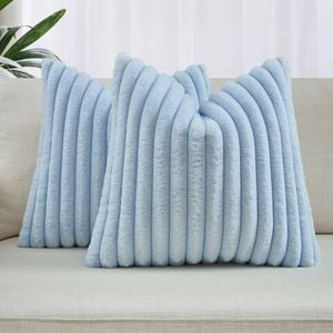 Gioia Casa Faux Fur Cushion Covers - Sky, 45cm x 45cm (Pack of 2)