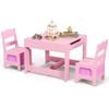 Costway 3-in-1 Kids Table And Chairs Set Activity Study Desk W/removable Chalkboard  & Storage Box Pink