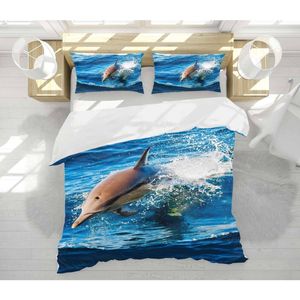 3D Ocean Waves Dolphins 26 Bed Pillowcases Quilt Queen Size