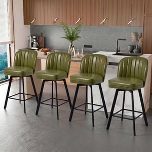 Advwin Bar Stools Set of 4 PU Swivel Kitchen Stools Counter Stools Green