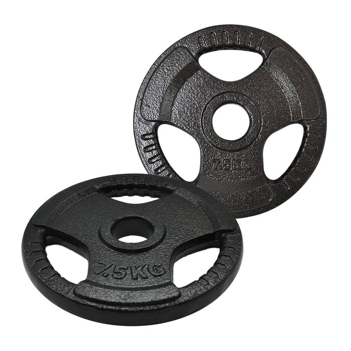 2 Pack of 7.5kg - Total 15kg Olympic Ez Grip Cast Iron Hammertone Weight Plate Weight Set