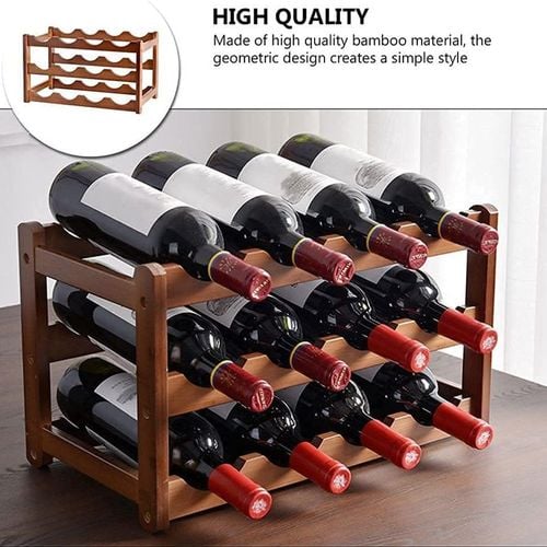 3 layer Bamboo Wine Storage Rack 12 Bottles Bunnings Australia