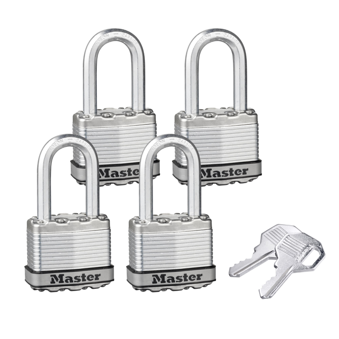 Master Lock 45mm Magnum with 38mm Long Shackle Padlock - 4 Pack