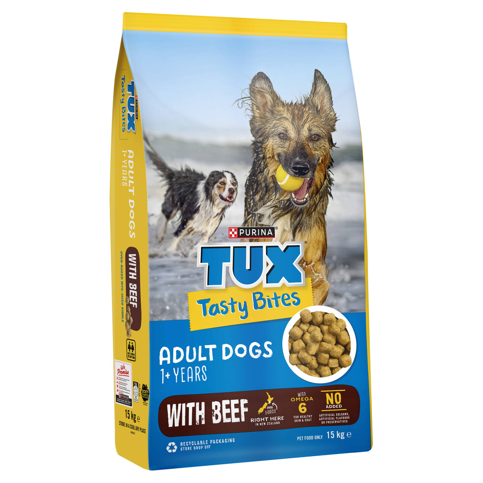 Purina TUX 15kg Tasty Bites Adult Beef Dry Dog Food Bunnings New Zealand