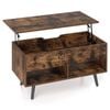 Costway 80cm Lift Top Coffee Table Wood Dining Table W/storage Brown