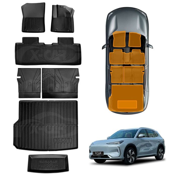 3D Floor Mats Boot Liner Set for Geely EX5 2025-Onwards All Weather Heavy Duty Toolbox Cargo Trunk Back Seat Kick Cover