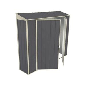 Build-a-Shed 0.4 x 2.3 x 2.0m Green Skillion Double Hinged Door Garden Locker - Grey