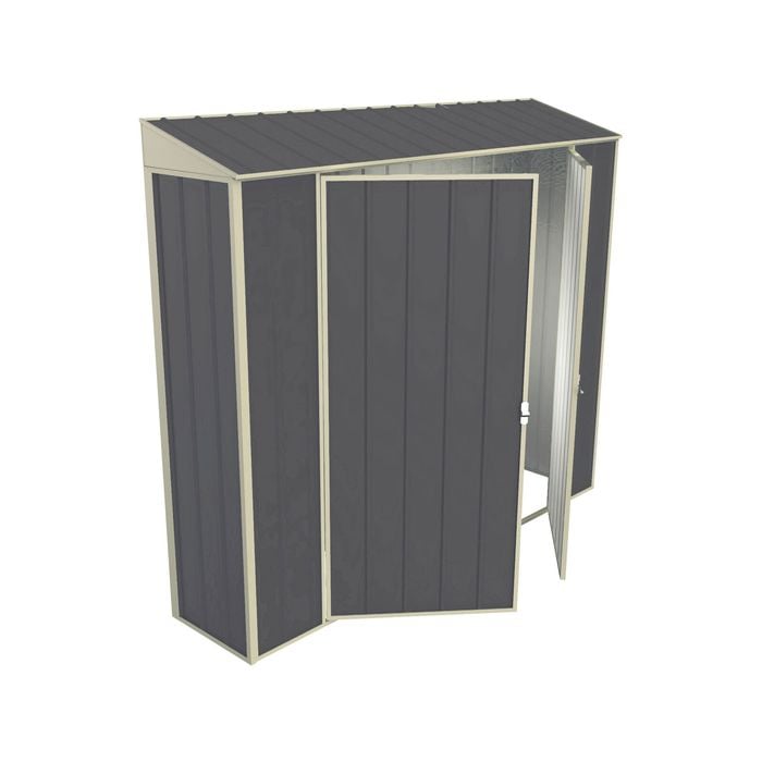 Build-a-Shed 0.4 x 2.3 x 2.0m Green Skillion Double Hinged Door Garden Locker - Grey