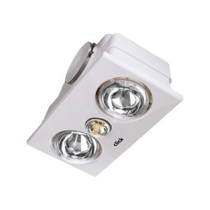 Click 2 x 275W White Ducted 3 in 1 Heater Bathroom Exhaust Fan - White